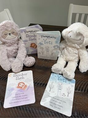 Slumberkins Slumber Sloth & Yeti Plush Bundle w/ Books & Affirmation Cards